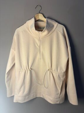 Saturday Sunday by Anthro M Half-Zip Drawstring Pullover Sweatshirt Blush pink